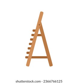 Wooden ladder icon flat vector. Wood construction. Metal stair isolated
