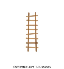Wooden Ladder Isolated White Background  Stairs Vector 