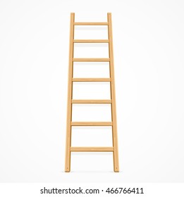 Wooden Ladder Isolated White Background  Vector illustration