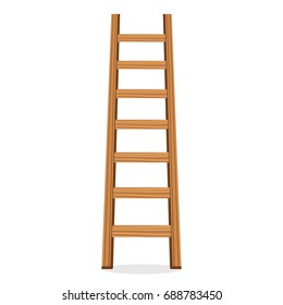 Wooden ladder isolated on white background. Flat vector illustration.