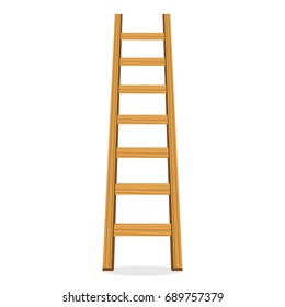 Wooden ladder isolated on white background. Flat vector illustration.