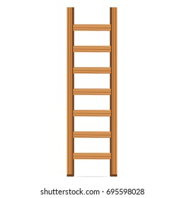 Wooden ladder isolated on white background. Flat vector illustration.