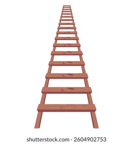 Wooden ladder isolated vector art illustration