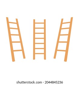 wooden ladder on white background. Folding ladder. Vector illustration