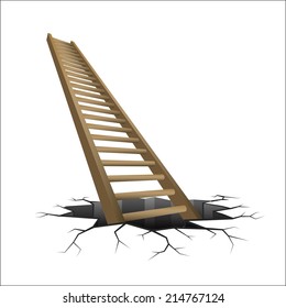 wooden ladder rising from cracked ground vector illustration