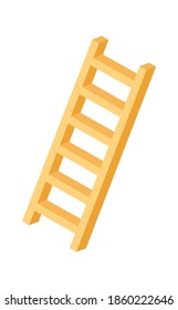 Wooden ladder, symbol of a successful career, construction for repair, cartoon vector illustration, isometric icon