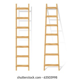 Wooden ladder. Vector.