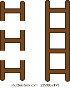 Wooden ladder, vector. Wooden ladder cartoon brown color.