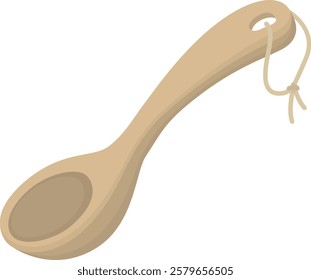 Wooden ladle for sauna or bath. Illustration isolated on white background.