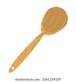 Wooden ladle with a smooth, curved handle and rounded bowl, showcasing natural wood grain patterns. Ideal for kitchen, cooking, and culinary designs