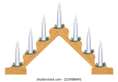 Wooden led candle arch christmas candle arch with 7 pointed candles