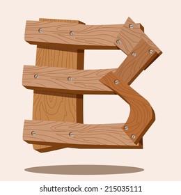 Wooden letters and symbols,letters B, vector