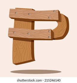 Wooden letters and symbols,letters P, vector 