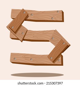 Wooden letters and symbols,letters S,vector 
