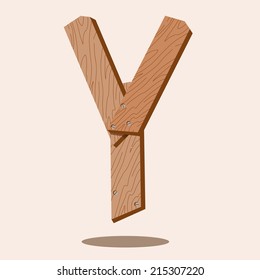 Wooden letters and symbols,letters Y,vector 