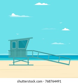 Wooden lifeguard stand. Vector illustration