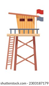 Wooden lifeguard station. Vector illustration