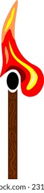 wooden lighter isolated on white. a flat design. fire icon in portrait view