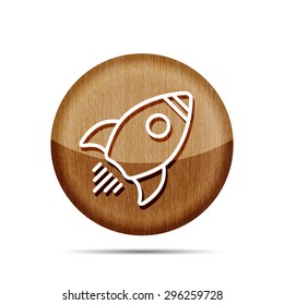 wooden Linear rocket icon - vector illustration