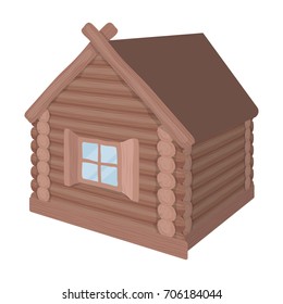 Wooden log cabin. Hut architectural structure single icon in cartoon style vector symbol stock illustration web.