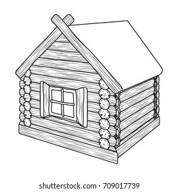 Wooden log cabin. Hut architectural structure single icon in outline style vector symbol stock illustration web.