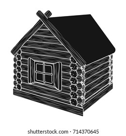 Wooden log cabin. Hut architectural structure single icon in black style vector symbol stock illustration web.