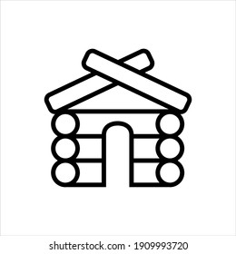 Wooden log cabin vector icon on white background