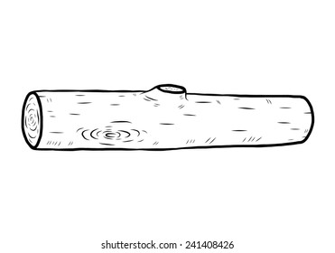 wooden log / cartoon vector and illustration, black and white, hand drawn, sketch style, isolated on white background.