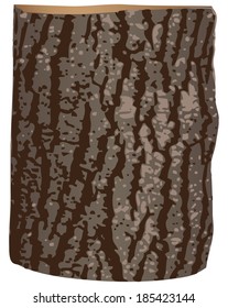 Wooden log covered with bark. Vector illustration.