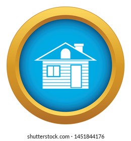 Wooden log house icon blue vector isolated on white background for any design