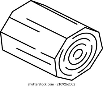 Wooden log icon. Tree trunk cut in linear style