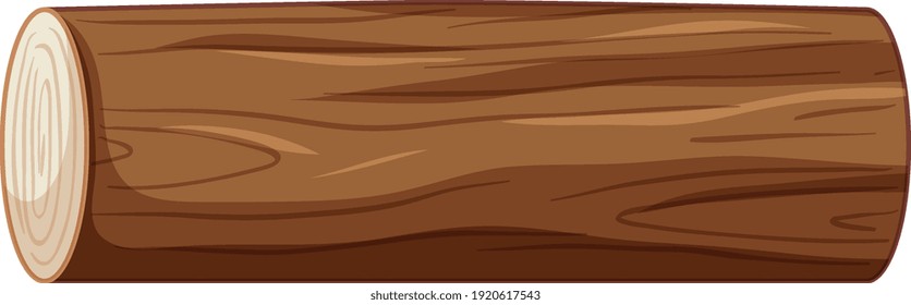 Wooden log isolated on white background illustration