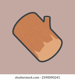 wooden log with outline flat vector design.