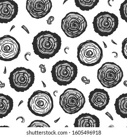 Wooden log seamless pattern. Natural Forest lumber plank symbol. Circular design background