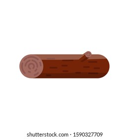 Wooden log with a twig in flat style. Illustration with wooden log icon on white background for motion design, UI, computer game, animation and clothing design. View 3/4.