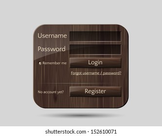 Wooden login box, eps10 vector