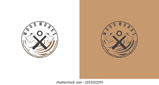 Holz-Logo-Design mit kreativem Element-Konzept, Premium-Vektorgrafik