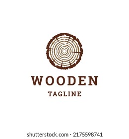 Wooden logo design template flat vector