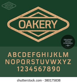 Wooden logo for for woodcutter business. Vector set of letters and  numbers