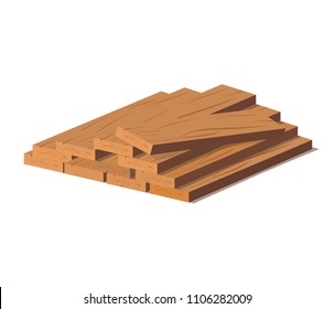 Wooden logs. Brown bark of felled dry wood. Purchase for construction. Vector illustration. A set of wooden straps for wood, an illustration of the industry of wood materials. Wood boards.