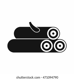 Wooden logs icon in simple style on a white background