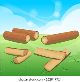 Wooden Logs Isolated vector objects