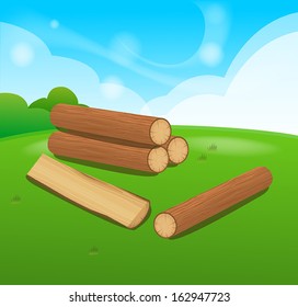Wooden Logs Isolated vector objects
