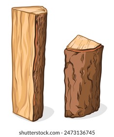 Wooden logs on white background. Vector illustration.