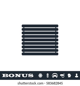 Wooden logs raft icon flat. Black pictogram on white background. Vector illustration symbol and bonus button