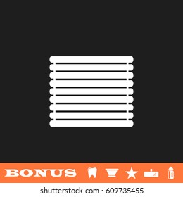 Wooden logs raft icon flat. White pictogram on black background. Vector illustration symbol and bonus button tooth, vase, star, mirror, bottle