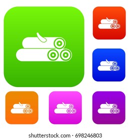 Wooden logs set icon in different colors isolated vector illustration. Premium collection