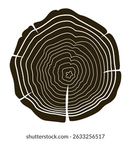 Wooden logs texture. Wood concepts graphics, lumber circle top view. Vintage outline tree ring stump, cut trees structure racy vector
