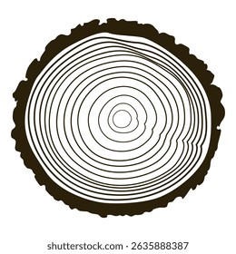 Wooden logs texture. Wood concepts graphics, lumber circle top view. Vintage outline tree ring stump, cut trees structure racy vector