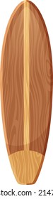 Wooden longboard. Cartoon surfing board. Water sport symbol